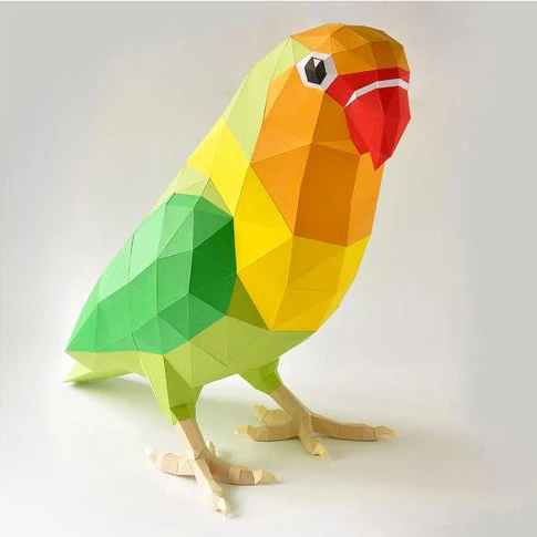 

3D Paper Model European and American Creative Love Bird Parrot DIY Paper Animal Ornaments Decorative Handmade Materials Kit