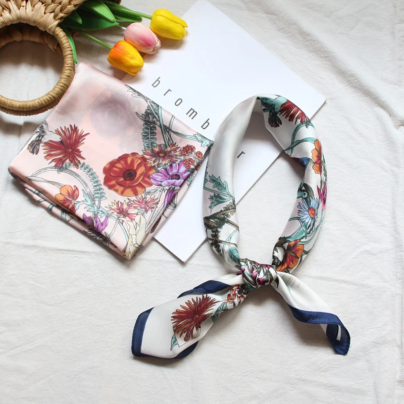 

Fashion Women Scarf Luxury Brand floral print neckerchief hair Scarfs Square Head Scarves Wraps 70x70cm