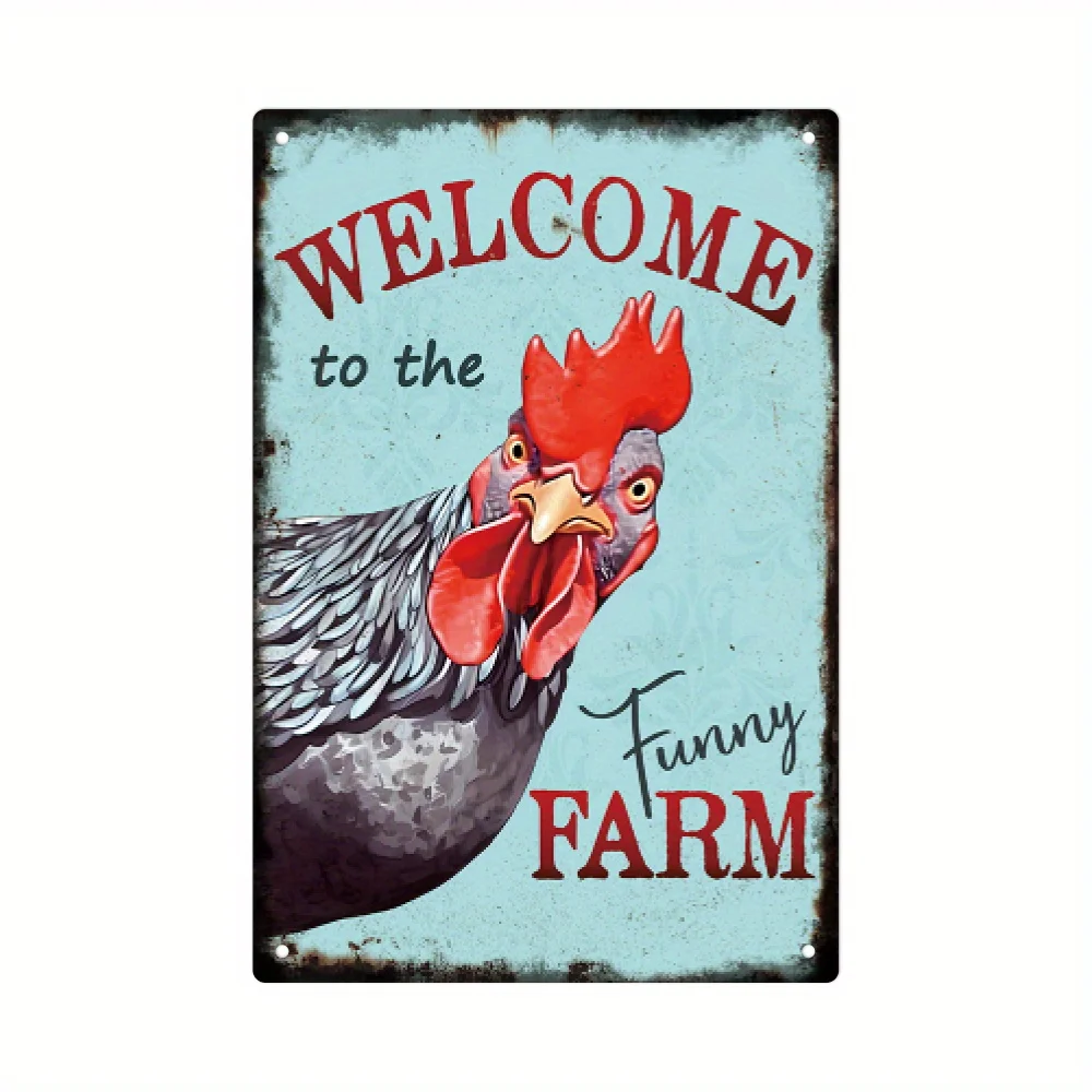 

Welcome Metal Tin Sign (8''x12''/20cm*30cm), Rooster Vintage Plaque Decor Wall Art, Wall Decor, Room Decor,Home Decor