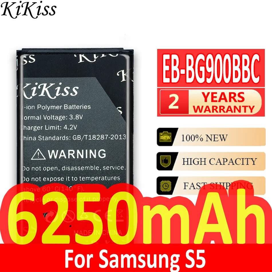 

Аккумулятор KiKiss для Samsung Galaxy S5 EB-BG900BBC G900S G900F G9008V 9006v 9008W 9006W 6250mah батарея + номер отслеживания
