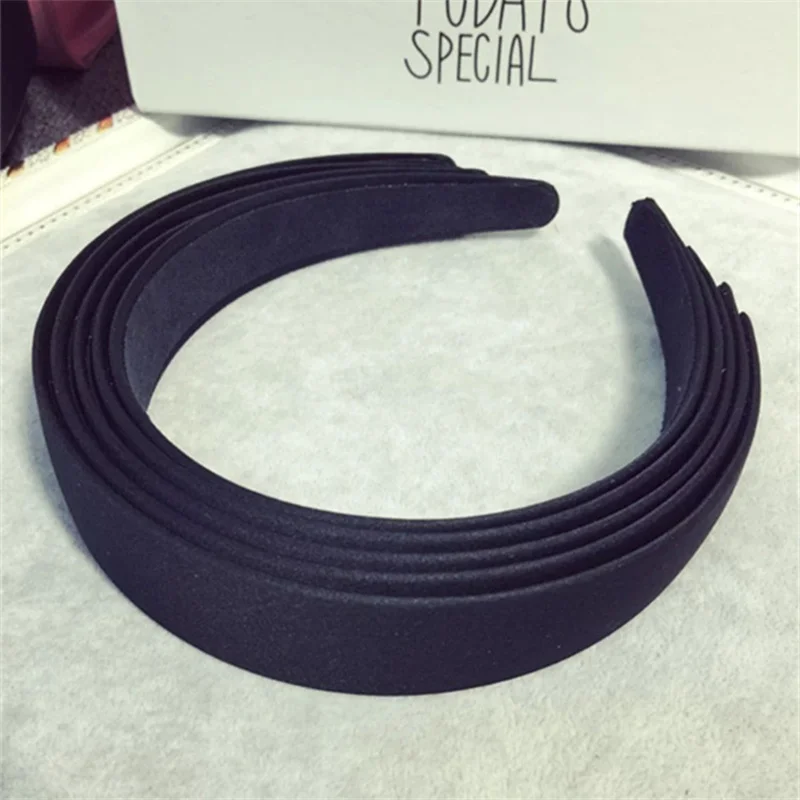

High Quality Handmade 3 cm Wide Wrapped Glossy Black Headband Semi-finished hairband DIY Hair Accessories