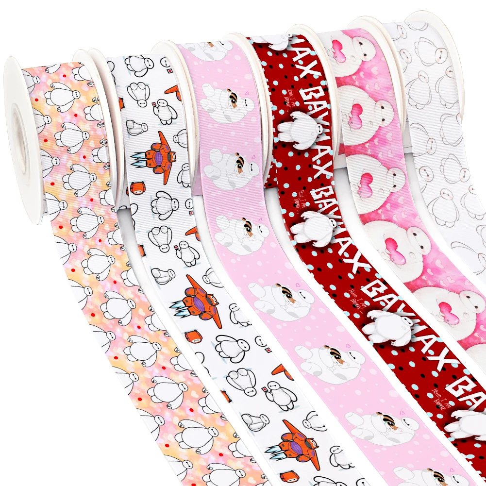 

10M/Roll Cute Cartoon Robot Printing Pattern Grosgrain / Satin Ribbon For Hair Bows DIY Handmade Materials