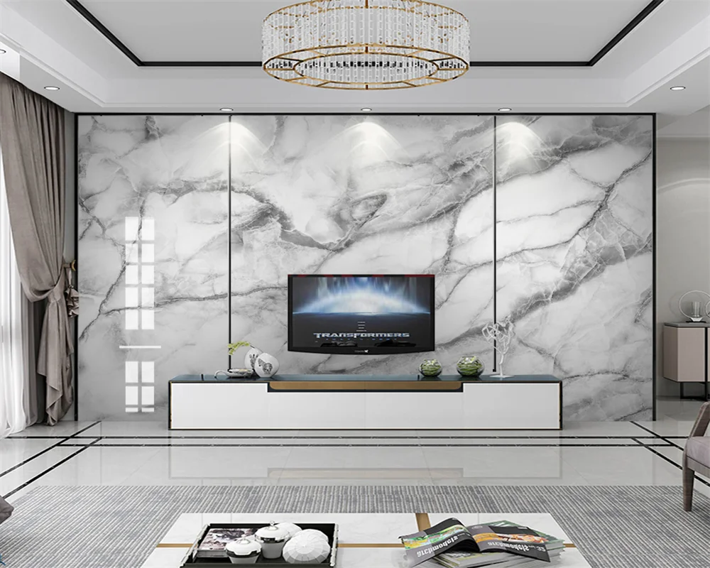 

beibehang Custom modern new bedroom living room large white marble slab wallpaper papel de parede papier peint