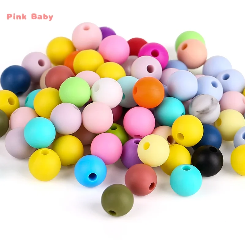 50pcs Silicone Beads 12mm Round Food Grade BPA Free DIY Pacifier Clip Chain Baby Teething Beads Oral Care Chew Toys Accessories
