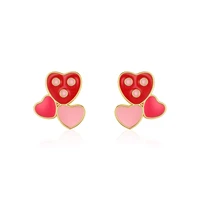 delicate rose gold color heart kids stud earring cute bow ink wedding dancing party daily wear new trendy jewelry