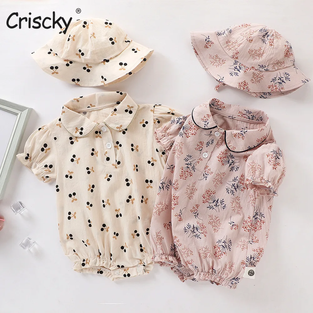 

Criscky Newborn Body Suit Todder Clothes Set Baby Girl Cotton Short Sleeve Bodysuit Kid Clothes Girls Sunsuit Infant Clothing