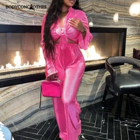 bodyconclothes womens tracksuit two piece sets loose shirt tops and wide leg pants elegant suits summer casual female outfits