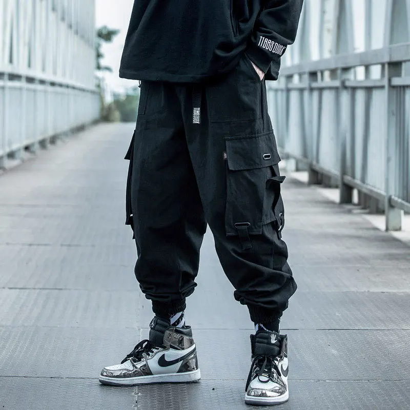 

Black Cargo Pants Men Multi-Pocket Hip Hop Streetwear Autumn Harem Pant Harajuku Joggers Sweatpants Cotton Trousers Male Pants