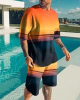 sportswear 2 pcs set summer man sets retro pattern 3d tracksuit oversized tshirts man casual short sleeve t shirtshorts printed