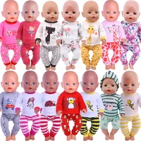 2 pcssetshirts pants doll clothes accessories for born baby 43cm items 18 inch american doll girls toys our generation
