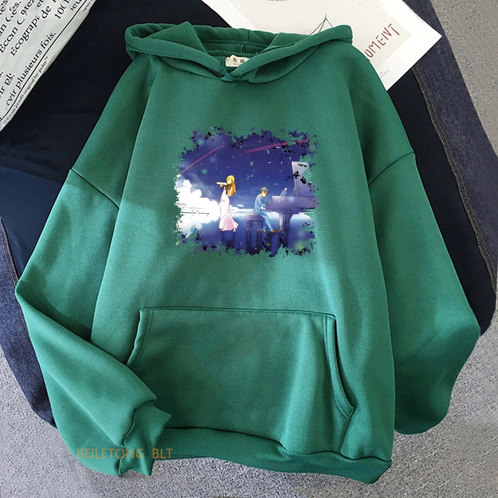 

Эстетическая Толстовка Your Lie в апреле с японским Аниме Манга/комиксная толстовка с длинными рукавами Осень/Зима Женский/мужской легкий Топ