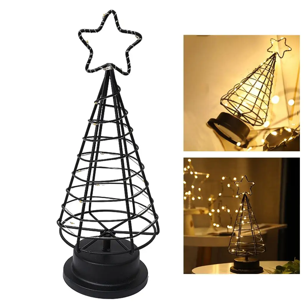 

Christmas Tree Table Lamp Warm White Bedside Night Light Iron Stand Home Living Room Xmas Wedding Party Decor Ornament