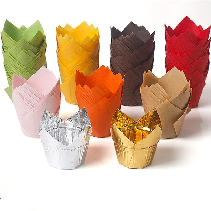 

50Pcs Newspaper Style Cupcake Liner Baking Cup Gift Box Cake Packaging Box Wedding Candy Dragee Cardboard Box Container Holder