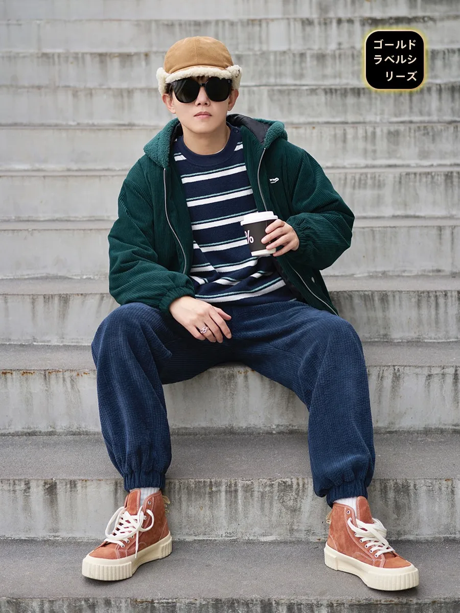 [В наличии] Cookawu Зимняя черновато-зеленая вельветовая лоскутная берберская