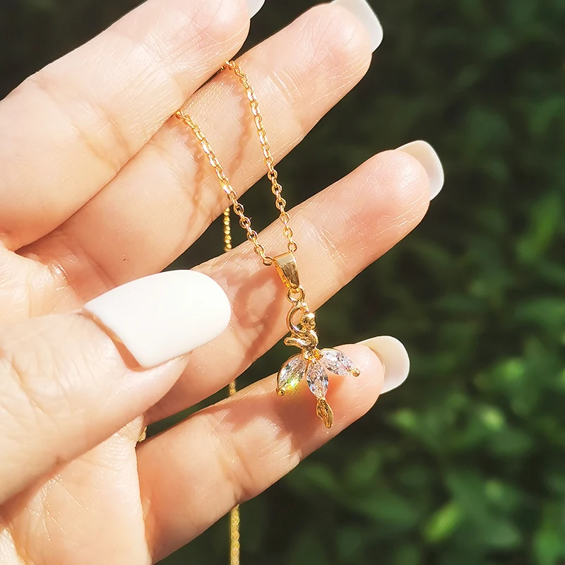 KIOOZOL korean fashion Ballet Girl Pendants Necklace For Women Chains accessories Gift for girlfriend Fashion Jewelry 680 KO2