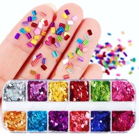 12 colors shinny rectangular nail accessories flash mixed petalpearlnail sequin craft or face hair decor nail art supplies