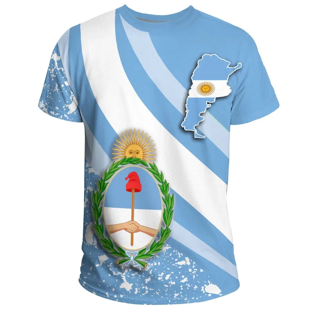 

Argentina Flag Men's T-shirt 3D Printing Short-sleeved Shirt Argentina Flag Harajuku Street Personality Oversized T-shirt