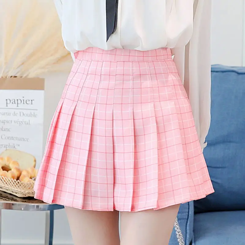 

Women Pleat Skirt Harajuku Preppy Style Plaid Skirts Mini Cute Japanese School Uniforms Ladies Jupe Kawaii Skirt Students Skirts