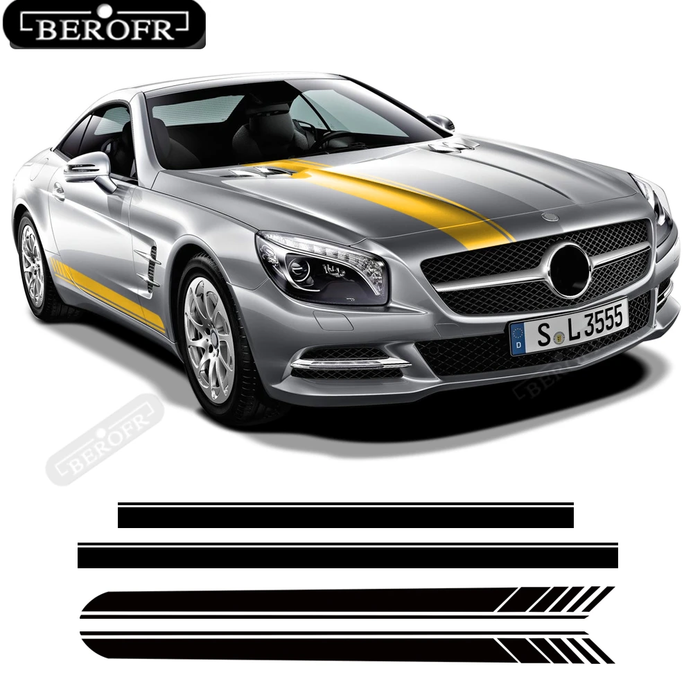 

Edition 1 Styling Stripes Car Door Side Skirt Sticker Bonnet Rear Decal For Mercedes Benz SL Class R230 R231 SL500 SL350 AMG