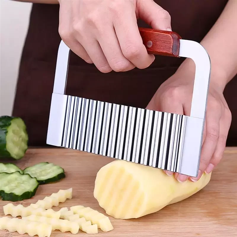 

2023NEW pc Wave Potato Cutter Stainless Steel Vegetable Slicer Dough Crinkle Knife For Potato Pastry DIY Handmade Soap Knife