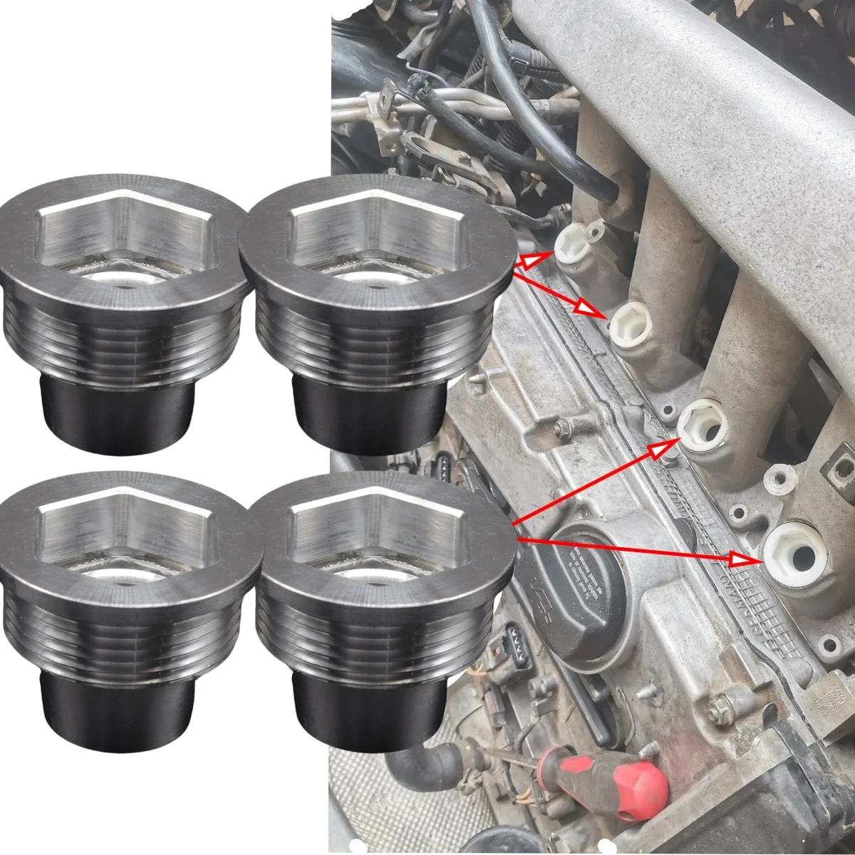 

4 шт., обновленная алюминиевая вставка для топливной форсунки, сиденье для Audi A4 S4 Avant Quattro 8E 2001 2002-2008 1.8T, ремонт двигателя управления