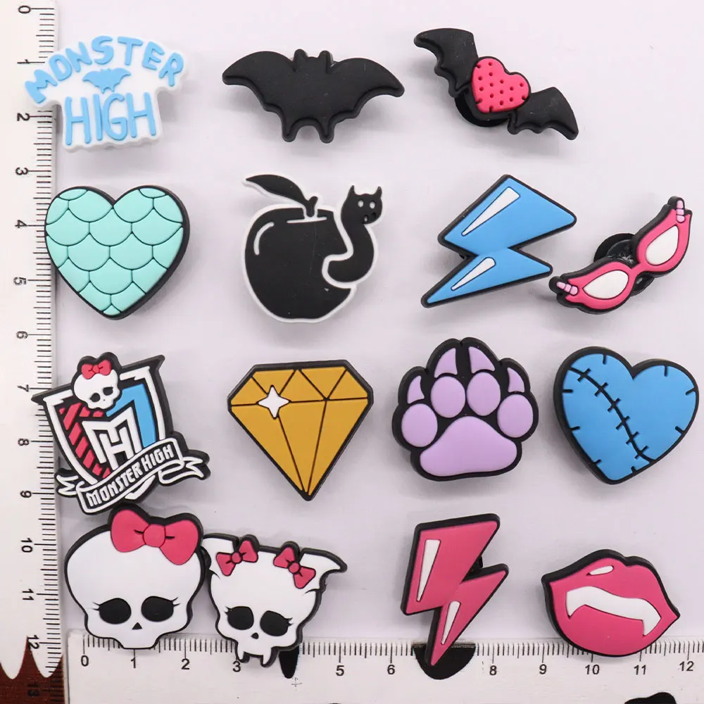 

1-15Pcs Cartoon Apple Diamond Skull Bat Glasses Light PVC Shoe Charms Buckle Decoration Accessories Clog Croc Jibz Diy Wristband