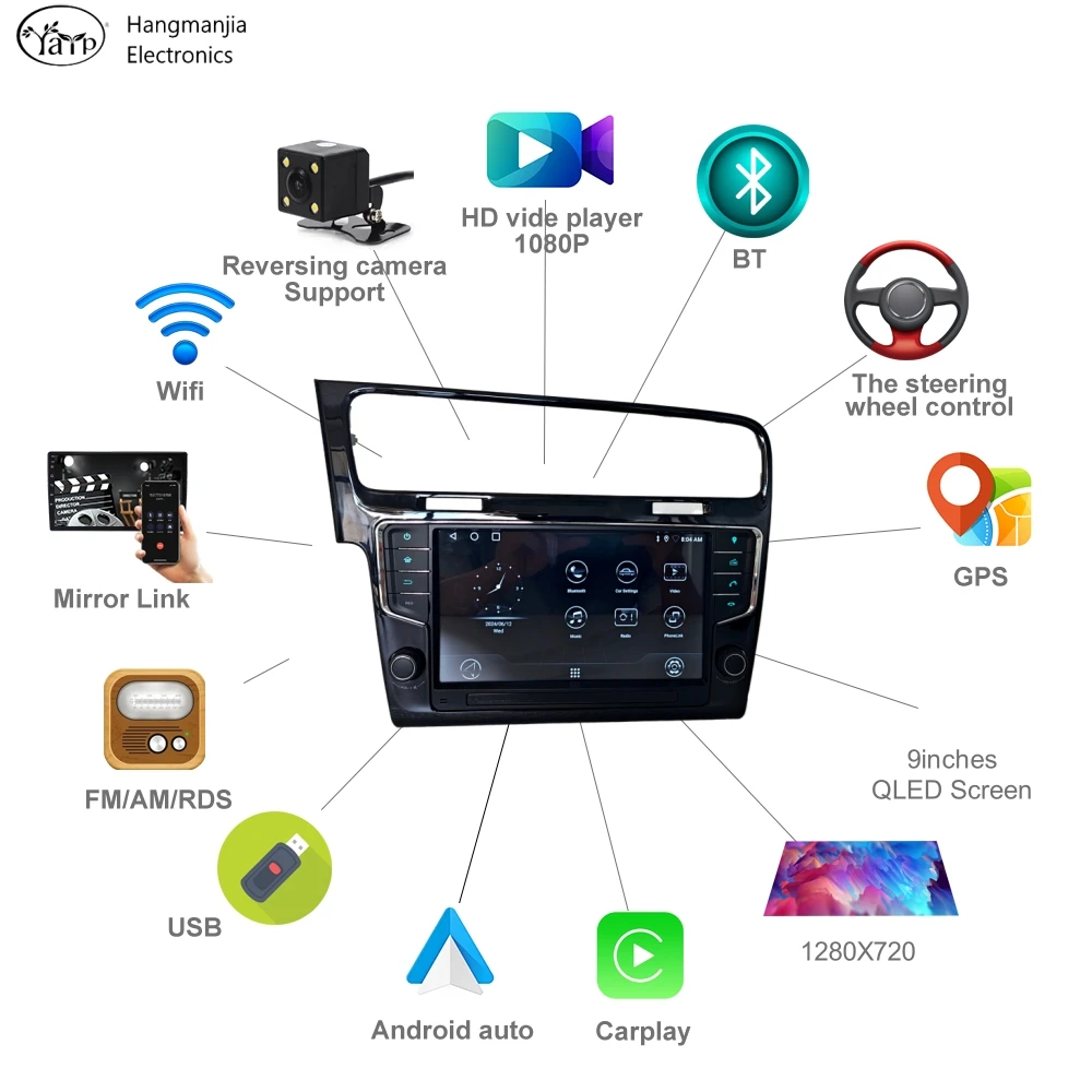 Фото Hangmanjia беспроводной CarPlay Android Auto автомобильные интеллектуальные системы для VW Golf 7 2013 2014 2015 2016 2017, GPS-авторадио №2