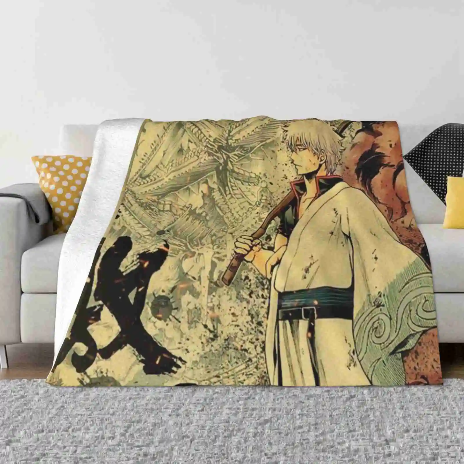 

Новое поступление, модное удобное теплое фланелевое одеяло Gintama