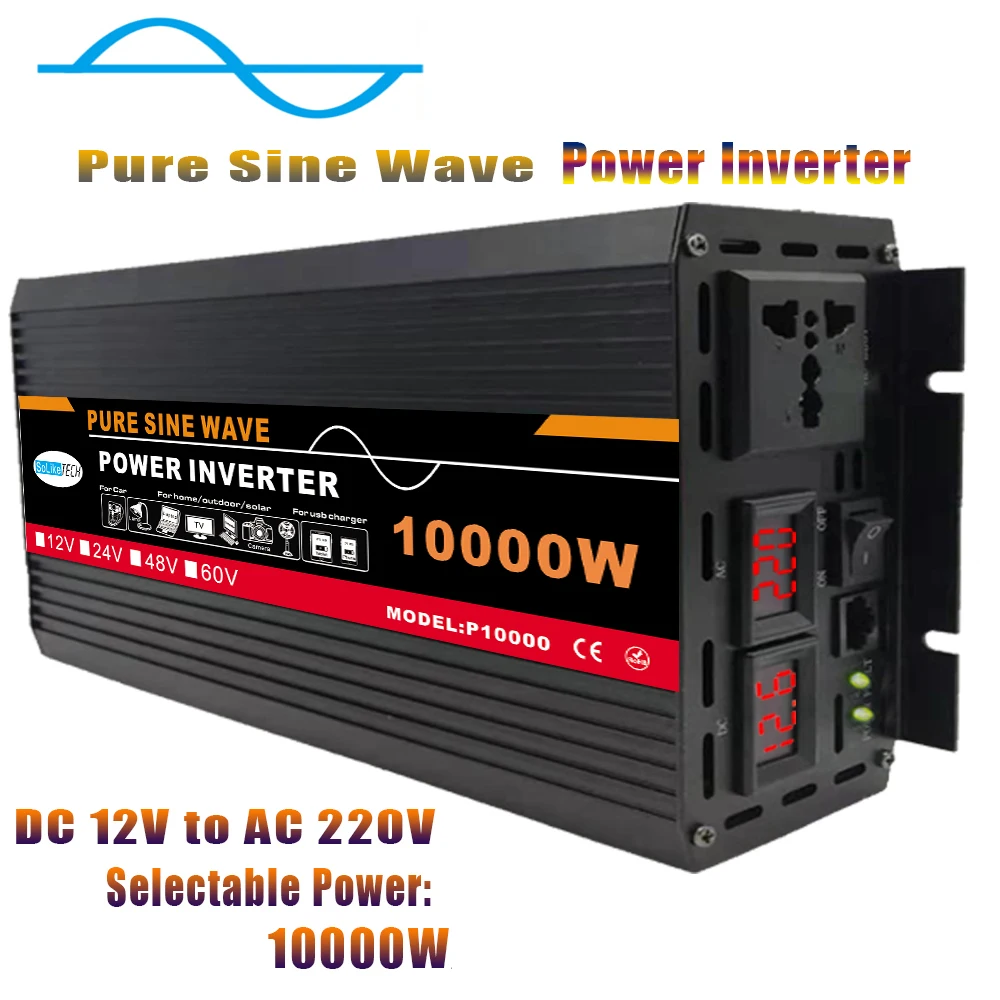 

AC DC Inverter Offgrid Pure Sine Wave Power Inverter 10000W Power Inverters Converters Outdoor/RV/Camping Wave Power Inverter