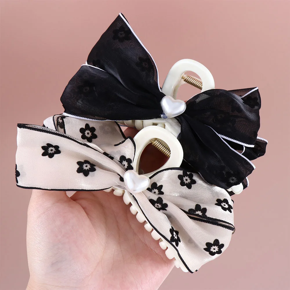 

Hairbands Bowknot Cloth Hair Claws Korean Girl Hair Accessories Big Size Hair Claw Clips Vintage Ornaments Headwear Crab Bands