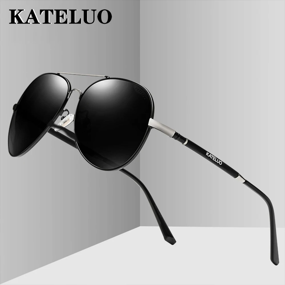 

KATELUO Classic Mens Military Quality Sunglasses Polarized Lens UV400 Male Sun Glasses Pilot Glasses for Driving 6600
