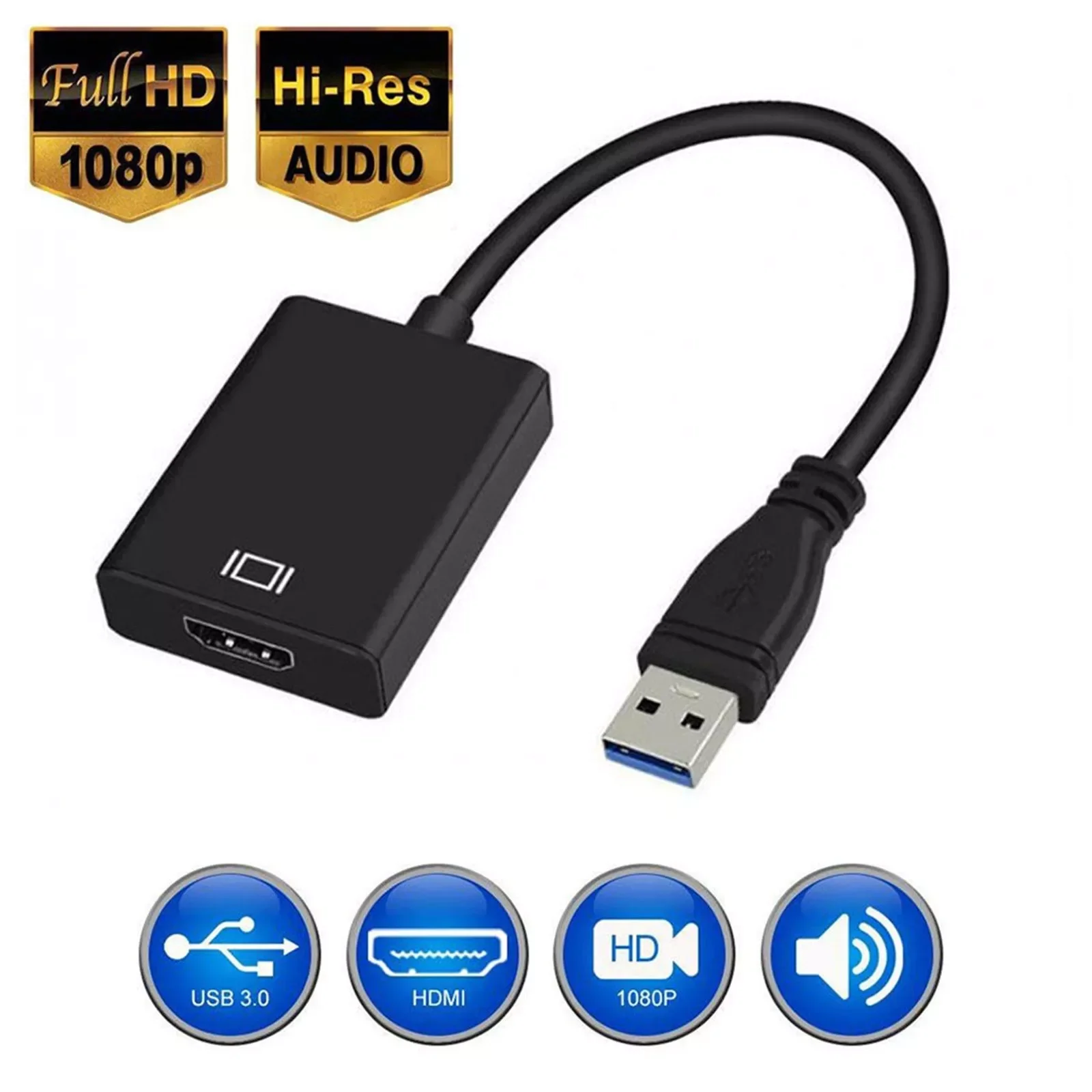 

USB 3.0 To HDMI-compatible Adapter HD 1080P Video Cable Adapter Converter with Audio Output In Stock