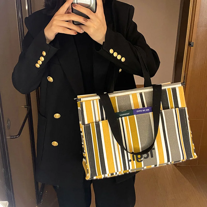 

Luxury Designer Brand Handbags For Women 2023 New Striped Graffiti Alphabet Tote Bag Large Capacity Shopping Shoulder Bags Bolso