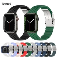 metal buckle striped silicone strap for apple watch series 7 41mm 45mm 44mm 40mm 42mm 38mm watch wristband for iwatch