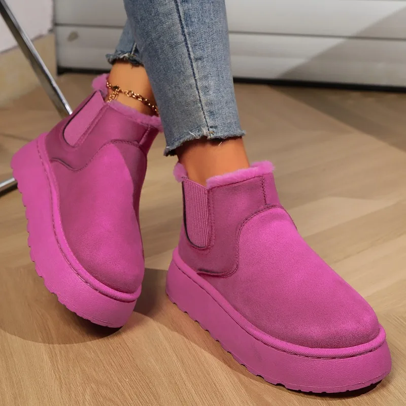Новинка 2024 зимние женские ботинки плюшевые теплые Нескользящие кроссовки на