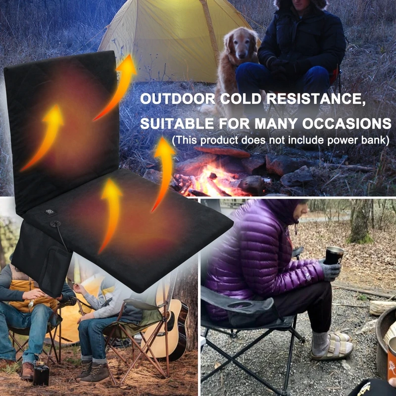 

Winter Heating Sheet Warm Chair Cover Camping Mat Heated Seat Cushion Heater Pad Outdoor Portable Camping Mat With Backrest