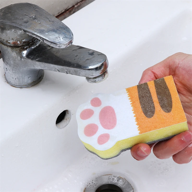 

3pcs Cat Claw Sponge Eraser Kitchen Dust Wipes Home Clean Accessories Cute Cat Paw Magic Wipe Cleaning Dish Towel Cloth