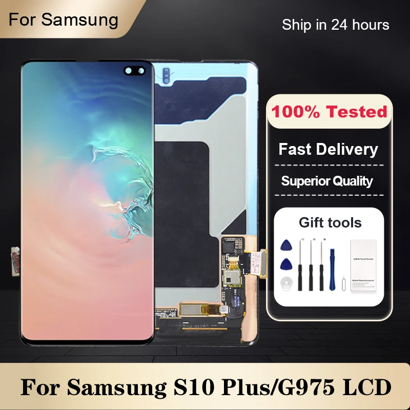 

1PCS New 6.4 Inch S10 Plus Display For Samsung Galaxy G975 Lcd Touch Panel Screen Digitizer G9750 G975F Assembly With Frame