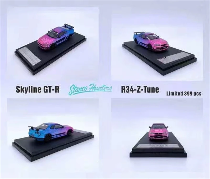 

PreSale Stance Hunters 1:64 Nissan Skyline R34 GTR Z-Tune Chromed Gradient limited399 Die-Cast Car Model Collection Miniature