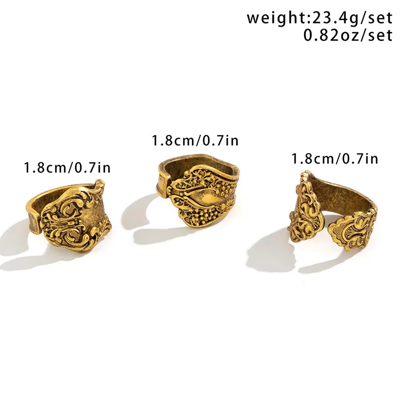 3 шт. женские винтажные открытые кольца в виде цветов