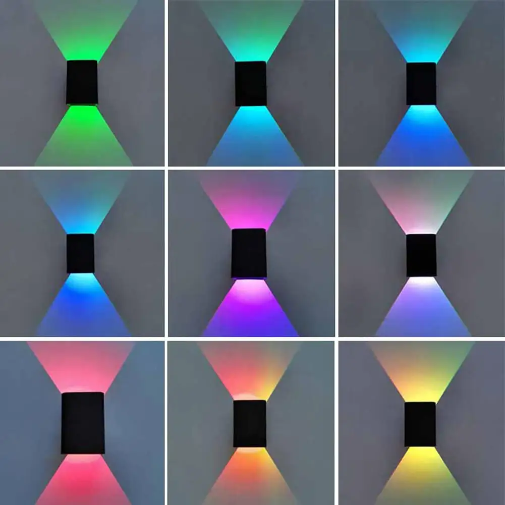 

5W RGB LED Up Down Wall Lamp Aluminum Square Led Wall Light Aisle Corridor Dimmable for Garden Porch Staircase Hallway Garage