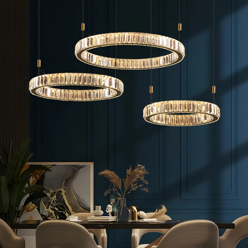 

Modern Luxury Crystal Chandelier Gold LED Pendant Lights For Living Room Bedroom Villa Interior Decoration Suspension Lighting