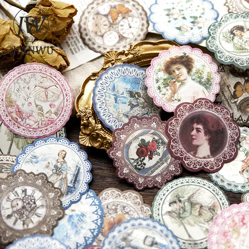 

JIANWU 30 Sheets Vintage Lace Art Material Paper Tearable Memo Pad European Classical Journal Decoration Note Paper Stationery