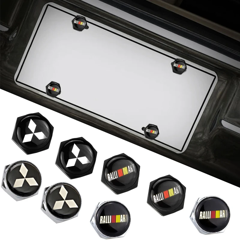 Car License Plate Bolts For Mitsubishi RALLIART Badge Outlander ASX Lancer L200 Pajero Eclipse Chrome Screws Nuts Accessories Car License Plate Bolts For Mitsubishi RALLIART Badge Outlander ASX Lancer L200 Pajero Eclipse Chrome Screws Nuts Accessories
