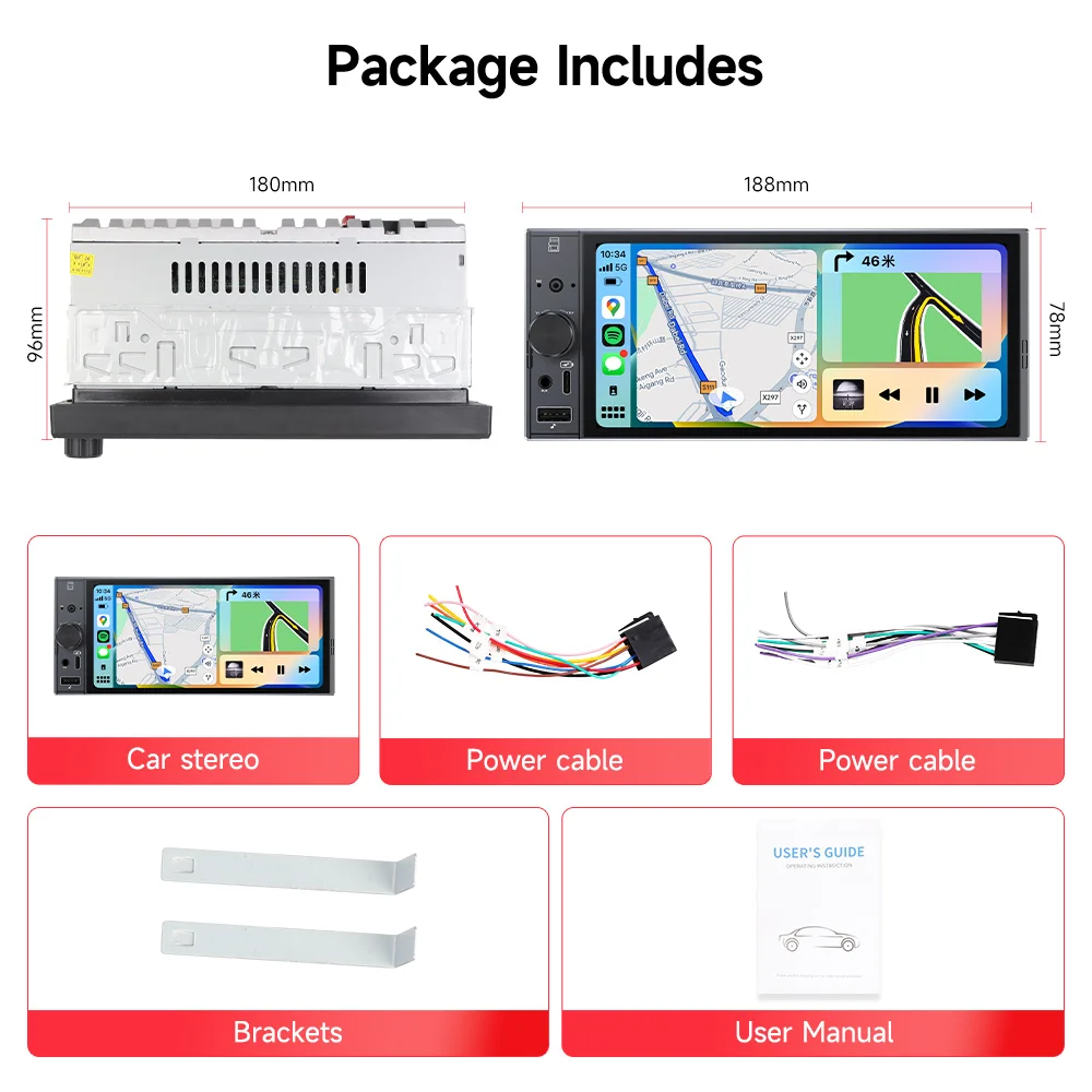 

JIUYIN 1DIN 6-дюймовый универсальный MP5 автомобильный радиоприемник с поддержкой беспроводного Carplay Android AUTO AUX USB BT сенсорный экран мультимедийный видеоплеер