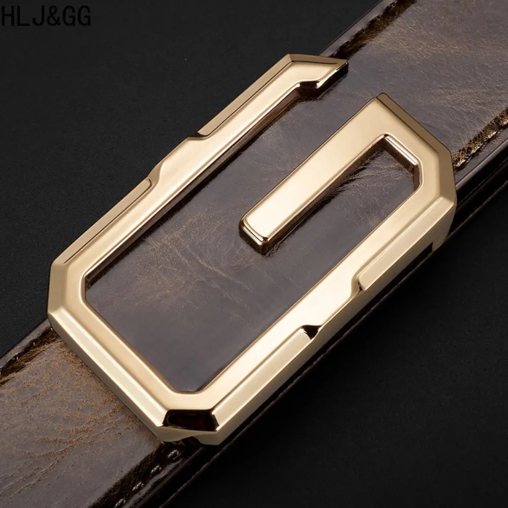 HLJ&GG High End Luxury Brand Letter G Man's Belts Man Business Smooth Buckle Leather Belt Fashion Homme Jeans Waistband 2023 New