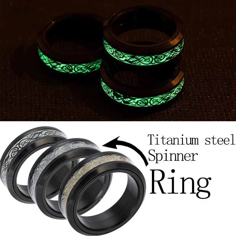

European and American Men's Turning Luminous Dragon Pattern Ring Decompression Turning Ring Jewelry High-end Jewelry Wholesale