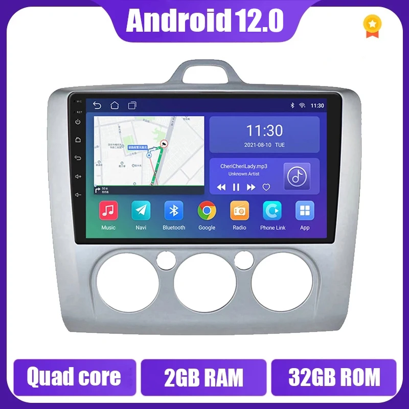 

Quad Core Android 12.0 Car Radio Stereo For Ford Focus Exi MT Mk2 MK3 2004-2012 2 Din GPS Navigation Multimedia Player BT Wifi