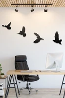black color decorative modern bird wall ornament home and kitchen wall decor 4 pcs bird picture decor