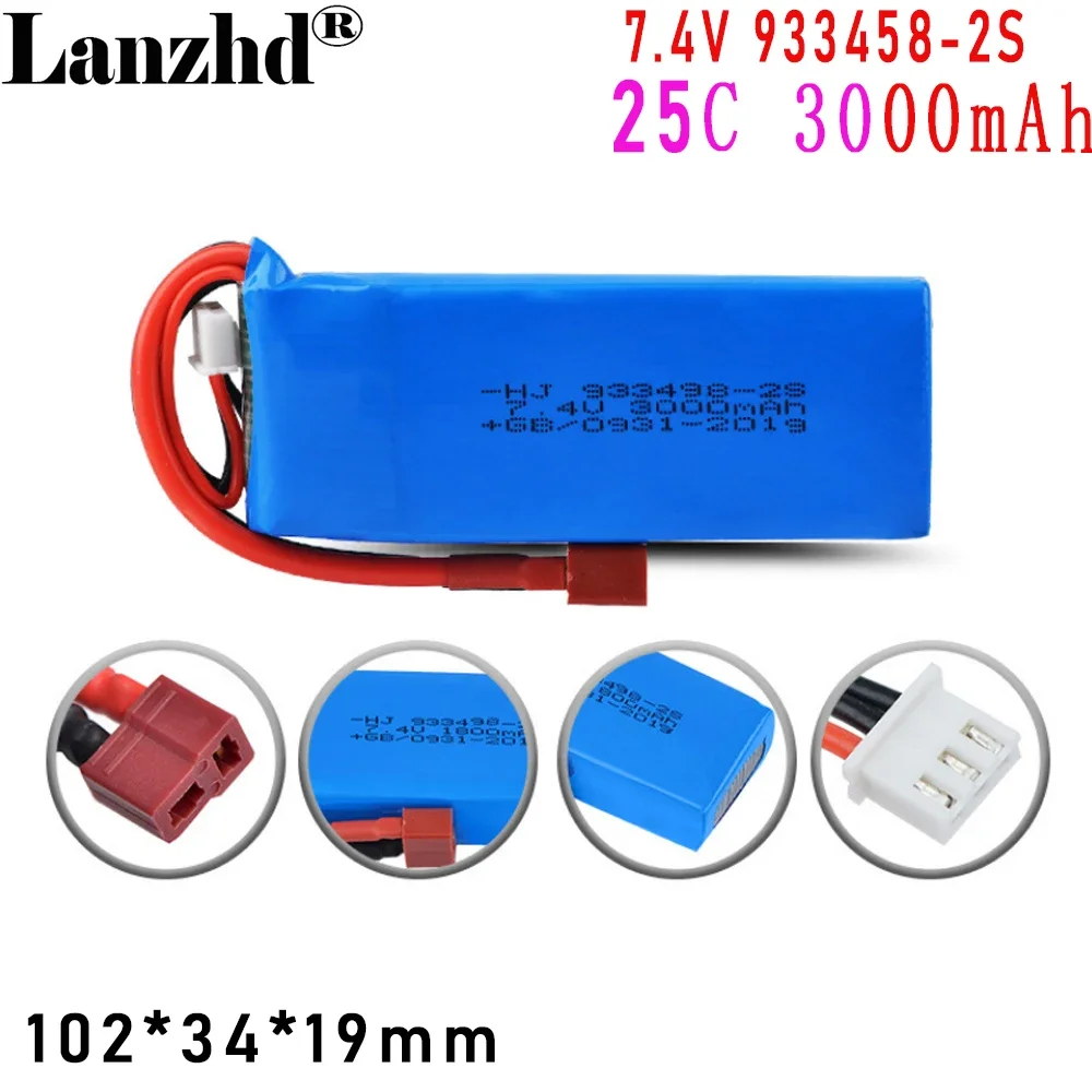 lekcyjna bateria litowa 7 4 V 3000 mAh 144001 124018 124019 14 do pilota samochodowego Wltoys Ulepszenia akumulatora LiPo